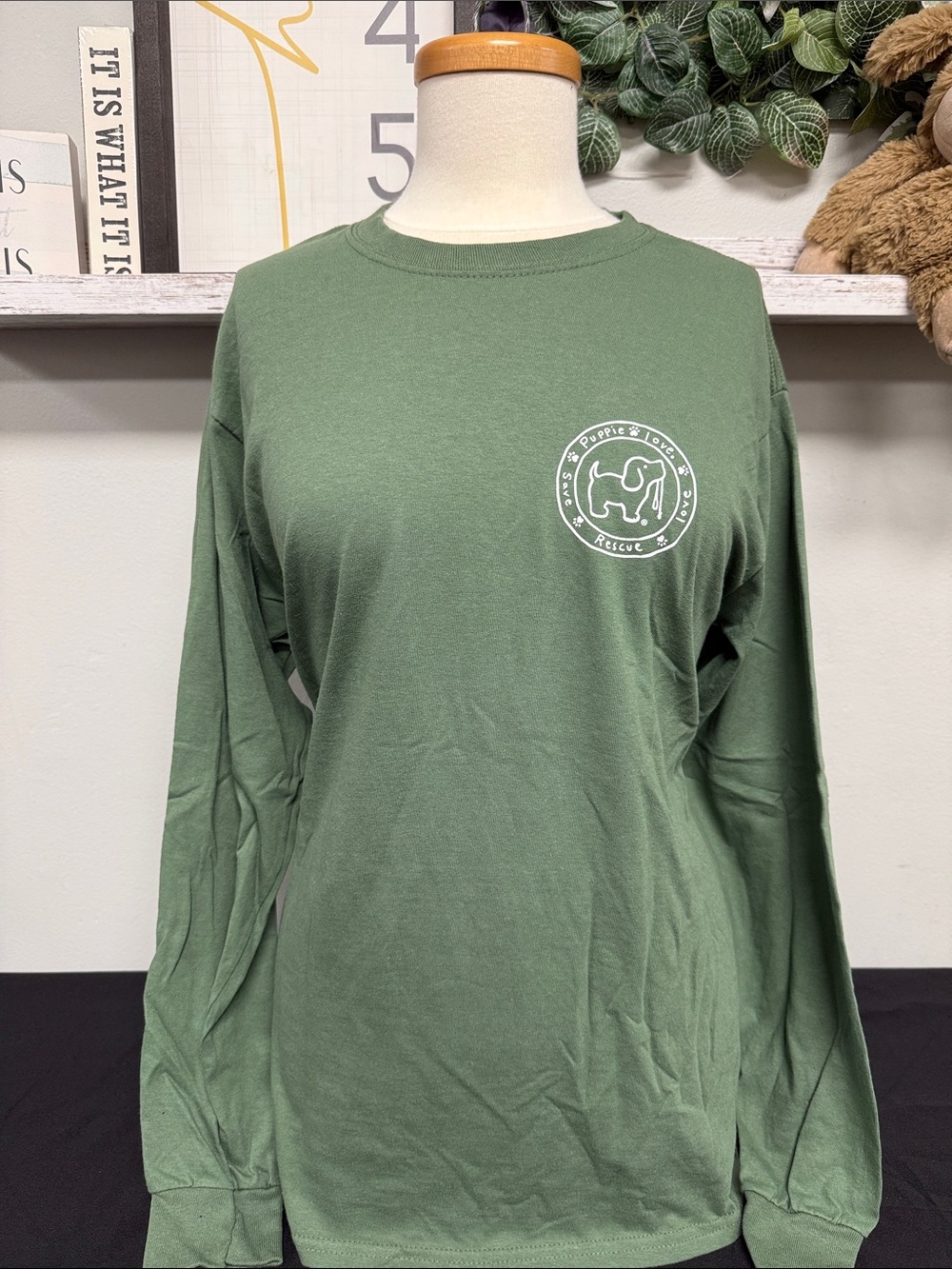 puppie love Women's Green Long Sleeve Graphic Tee - Forest Walk - Picture 3 of 5